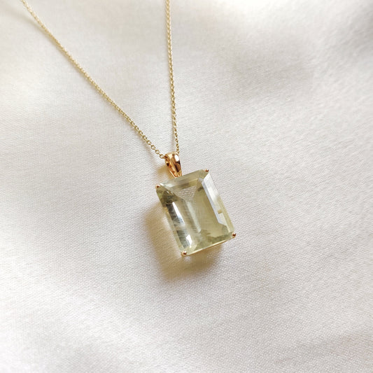 Natural Green Heliodor Pendant, 14K Solid Yellow Gold Heliodor Pendant, March Birthstone Pendant, Heliodor Jewelry, Christmas Present