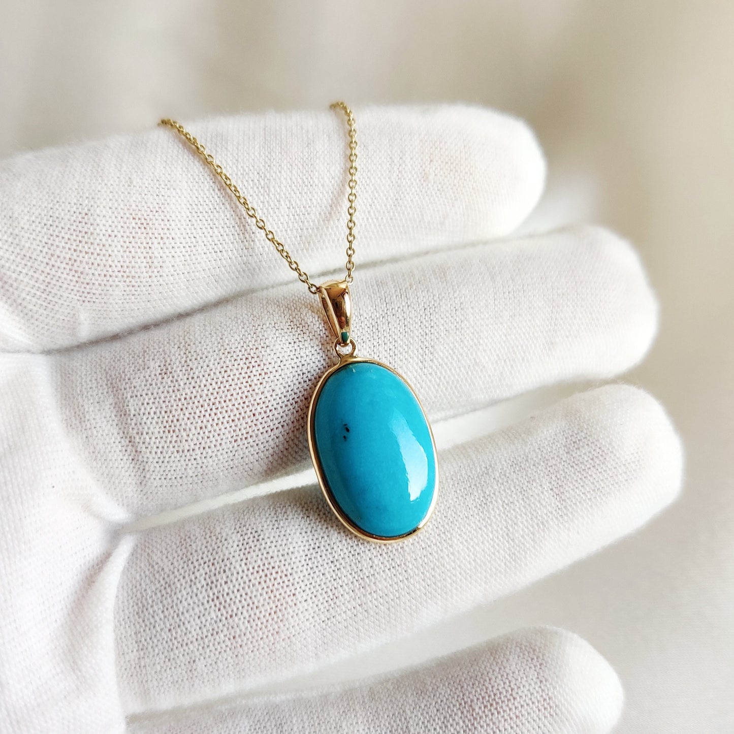 Natural Sleeping Beauty Turquoise Pendant, 14K Solid Yellow Gold Turquoise Pendant, December Birthstone Pendant, Arizona Turquoise Jewelry