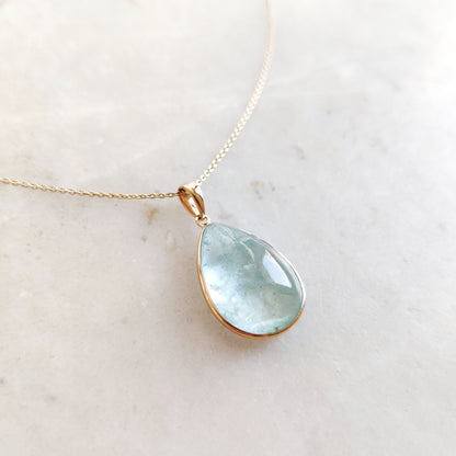 Natural Aquamarine Pendant, 14K Solid Yellow Gold Aquamarine Pendant, March Birthstone Pendant, Aquamarine Jewelry, Birthday Present