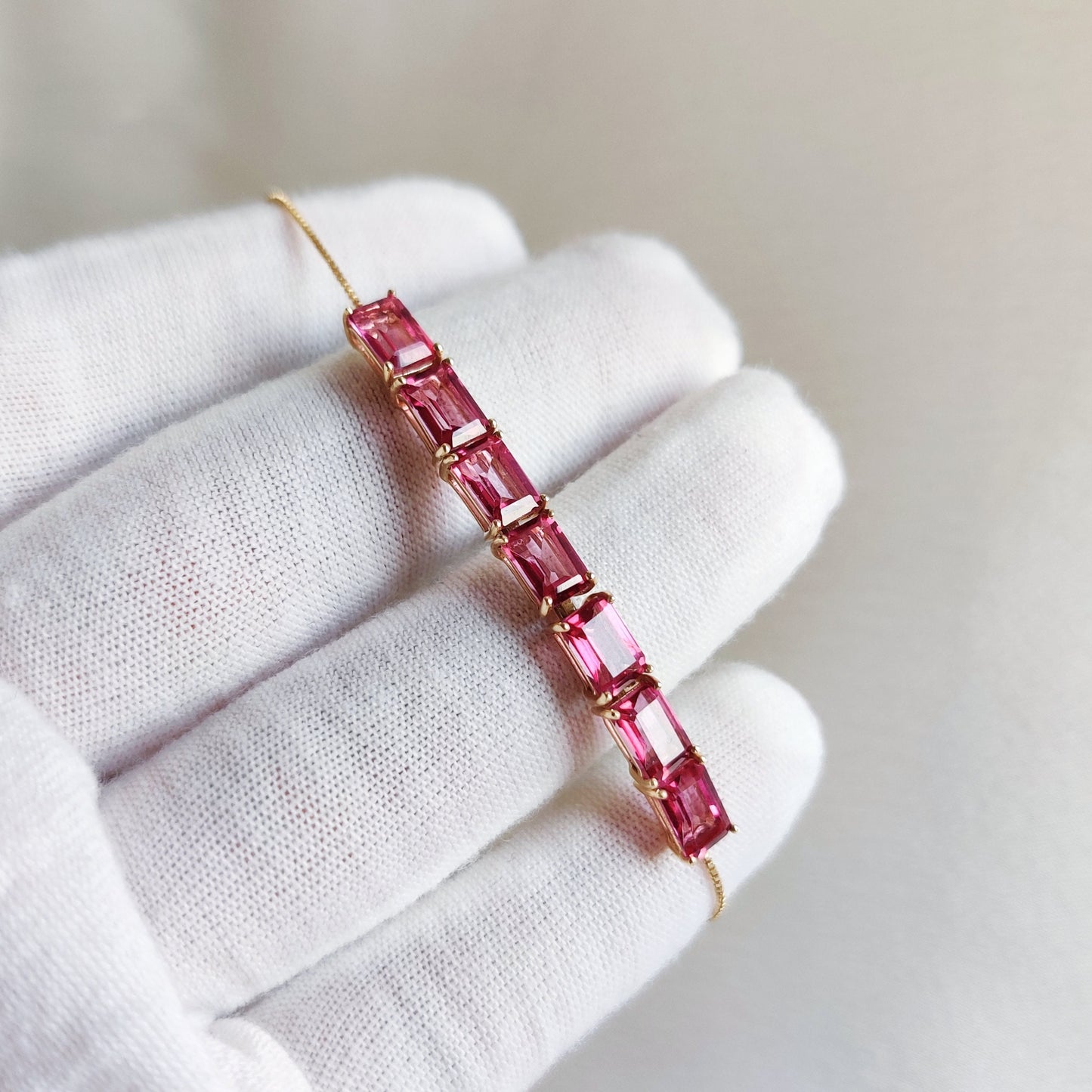 Natural Pink Topaz Bolo Bracelet, 14K Solid Yellow Gold Topaz Bracelet, Dainty Bolo Bracelet, Pink Topaz Gold Bracelet, December Birthstone