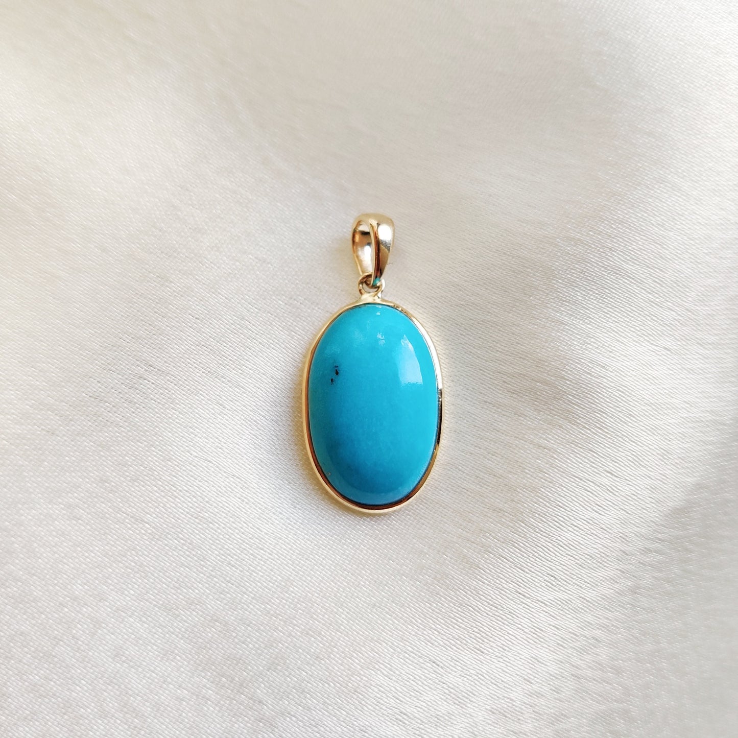 Natural Sleeping Beauty Turquoise Pendant, 14K Solid Yellow Gold Turquoise Pendant, December Birthstone Pendant, Arizona Turquoise Jewelry