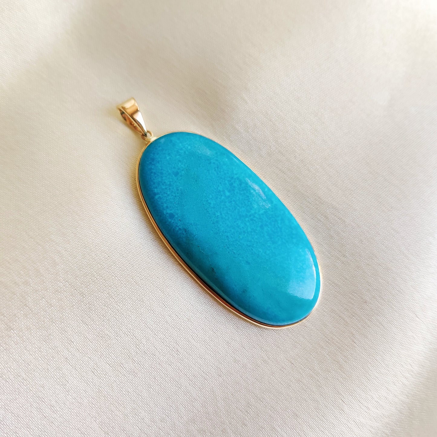 Natural Sleeping Beauty Turquoise Pendant, 14K Solid Yellow Gold Turquoise Pendant, December Birthstone Pendant, Arizona Turquoise Jewelry