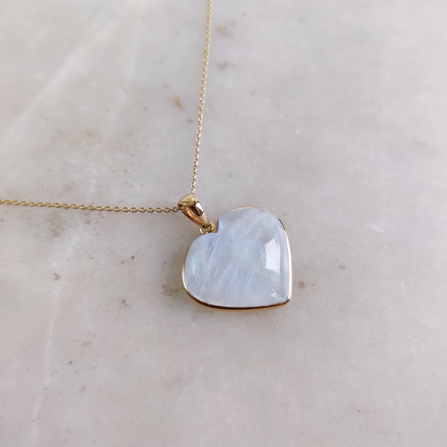 Natural Rainbow Moonstone Heart Pendant, 14K Solid Yellow Gold Moonstone Pendant, Blue Moonstone Jewelry, June Birthstone Pendant