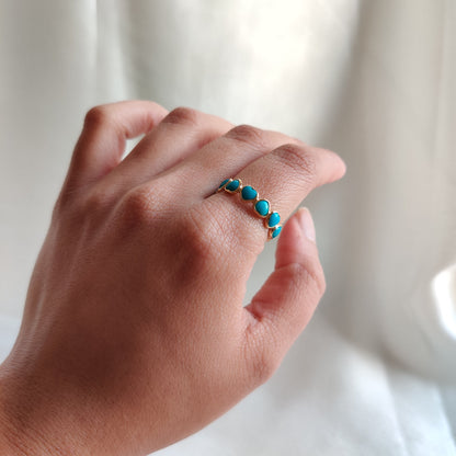 14K Gold Natural Turquoise Ring, Solid Gold Arizona Turquoise Ring, Heart Shape Turquoise Bezel Ring, Dainty Ring, December Birthstone Ring