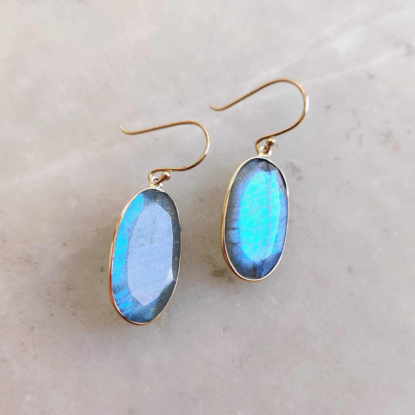 Natural Labradorite Earrings, 14K Solid Yellow Gold Labradorite Earrings, August Birthstone Earrings, Labradorite Jewelry, Birthday Present