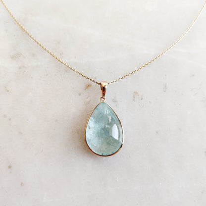 Natural Aquamarine Pendant, 14K Solid Yellow Gold Aquamarine Pendant, March Birthstone Pendant, Aquamarine Jewelry, Birthday Present