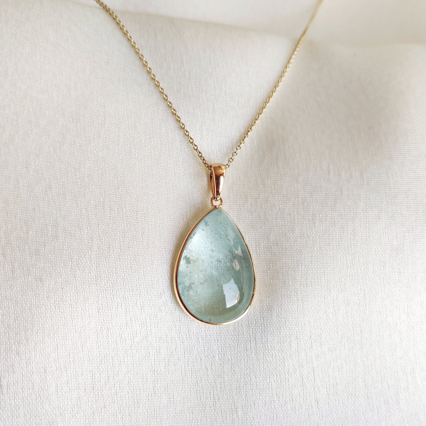 Natural Aquamarine Pendant, 14K Solid Yellow Gold Aquamarine Pendant, March Birthstone Pendant, Aquamarine Jewelry, Birthday Present