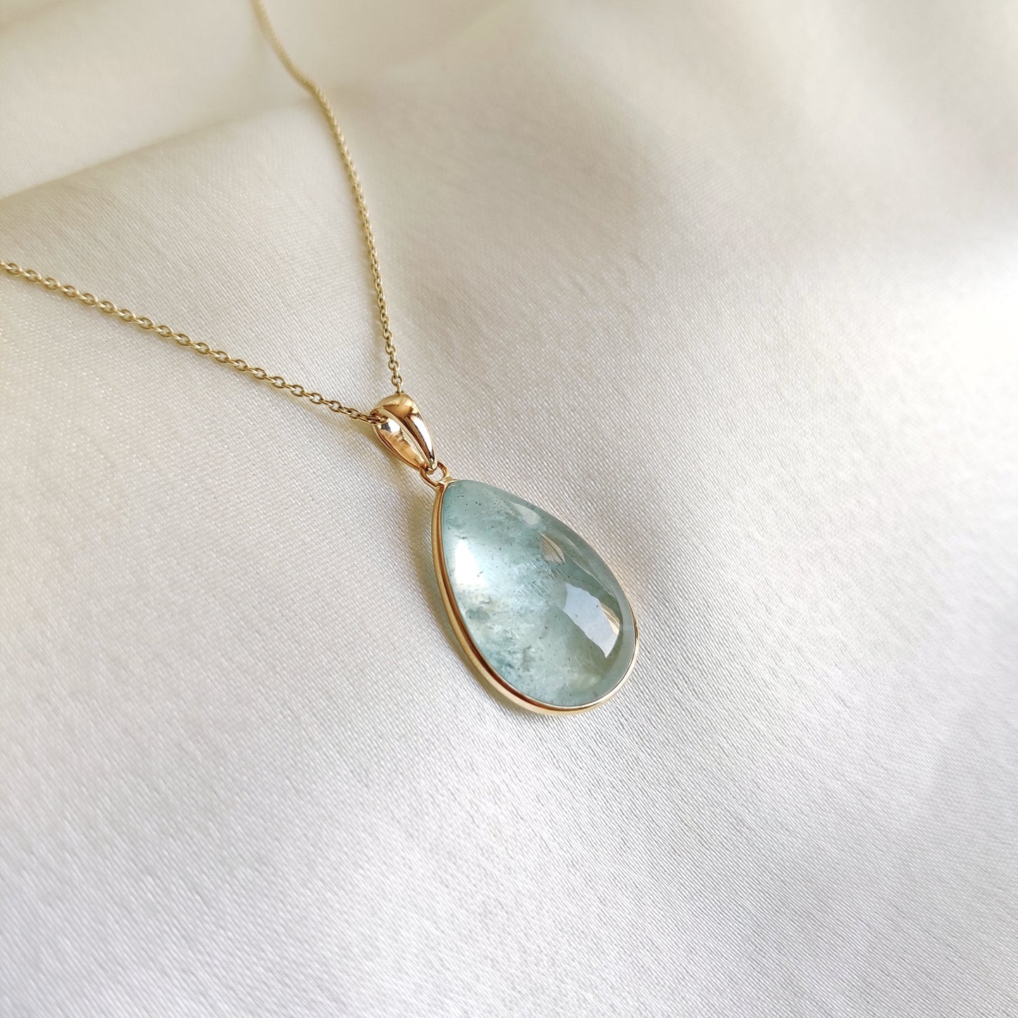 Natural Aquamarine Pendant, 14K Solid Yellow Gold Aquamarine Pendant, March Birthstone Pendant, Aquamarine Jewelry, Birthday Present