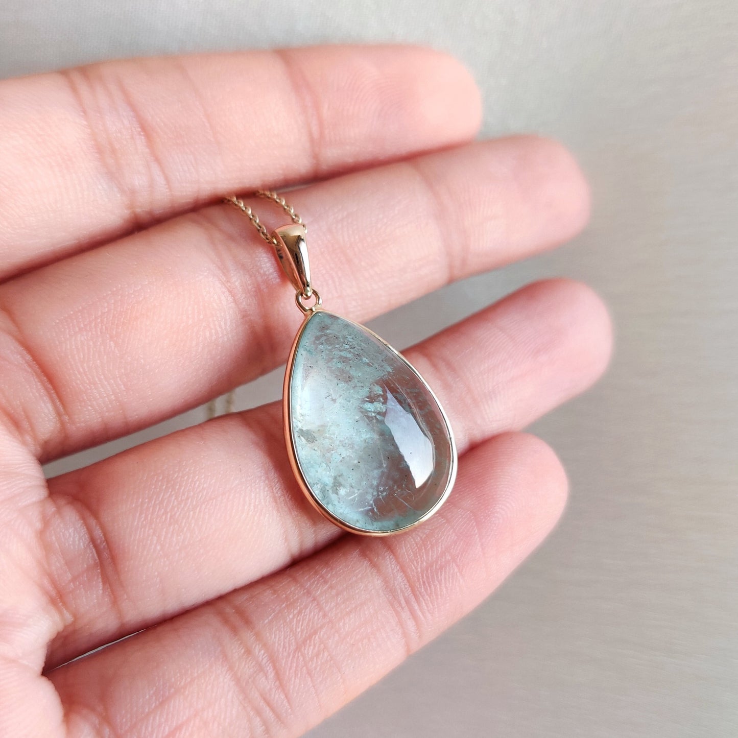 Natural Aquamarine Pendant, 14K Solid Yellow Gold Aquamarine Pendant, March Birthstone Pendant, Aquamarine Jewelry, Birthday Present