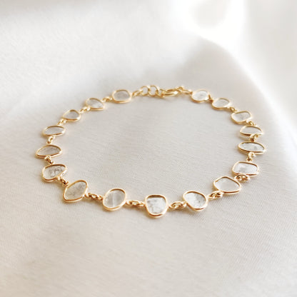 Natural Diamond Polki Braelet, 14K Solid Gold Diamond Slice Bracelet, Diamond Polki Gold Bracelet, April Birthstone, Birthday Present