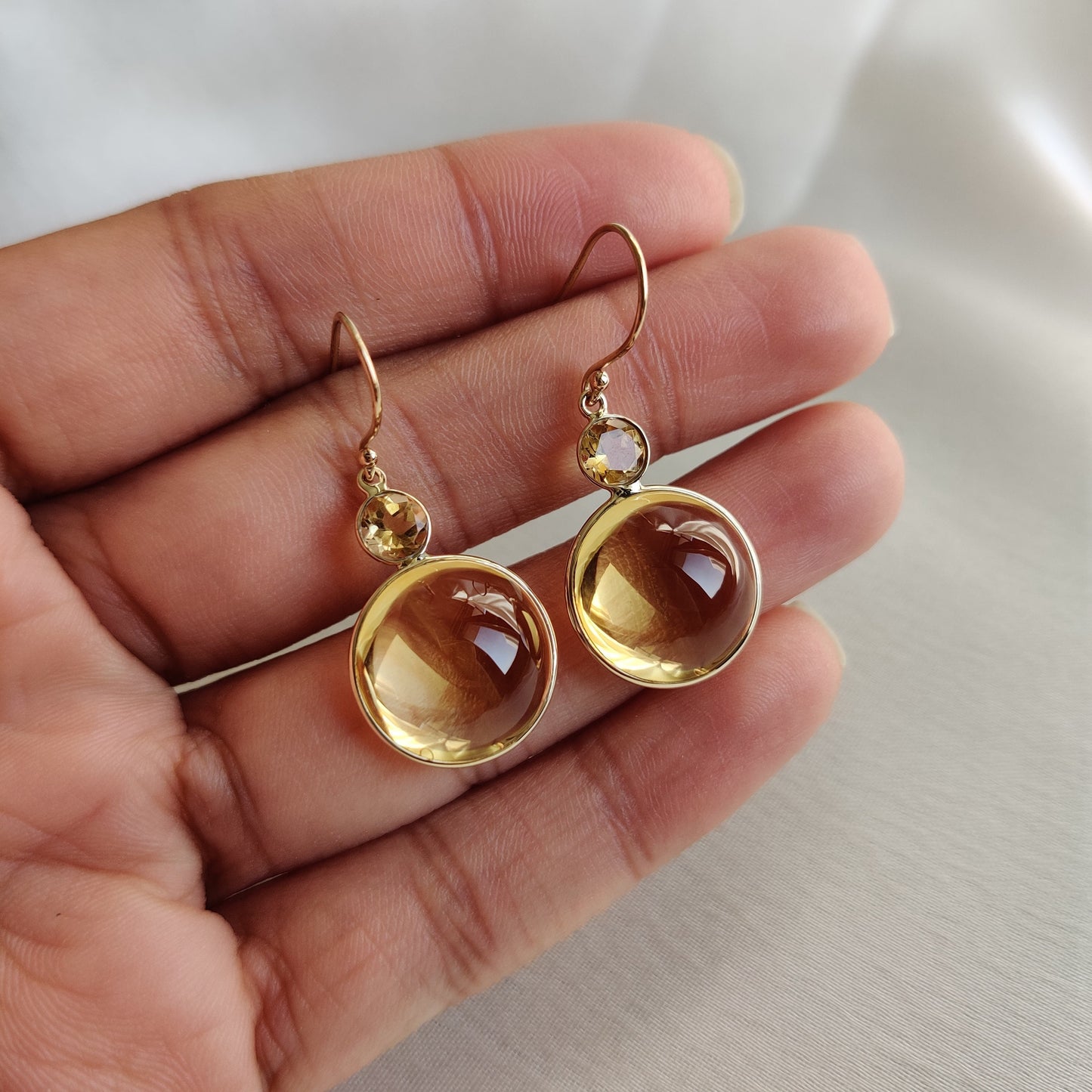 14K Gold Natural Citrine Earrings, Solid Yellow Gold Earrings, November Birthstone Earrings, Citrine Drop Earrings, Birthday Present