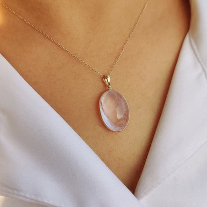 Natural Pink Morganite Pendant, 14K Solid Yellow Gold Morganite Pendant, November Birthstone Pendant, Morganite Jewelry, Birthday Present