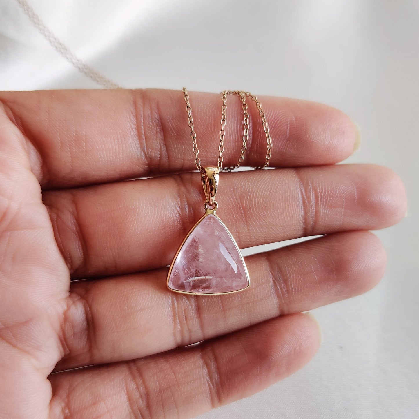 Natural Pink Morganite Pendant, 14K Solid Yellow Gold Pendant, November Birthstone Pendant, Morganite Jewelry, Valentine&#39;s Day Gift