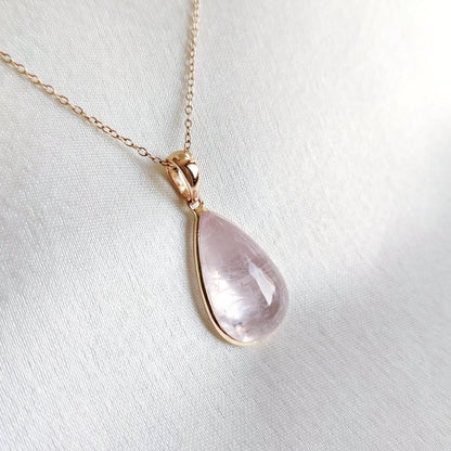 Natural Pink Morganite Pendant, 14K Solid Yellow Gold Morganite Pendant, November Birthstone Pendant, Morganite Drop Pendant