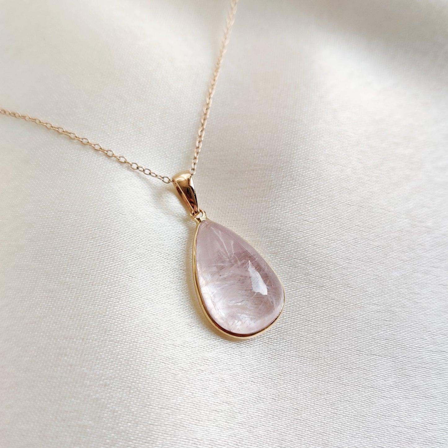 Natural Pink Morganite Pendant, 14K Solid Yellow Gold Morganite Pendant, November Birthstone Pendant, Morganite Drop Pendant