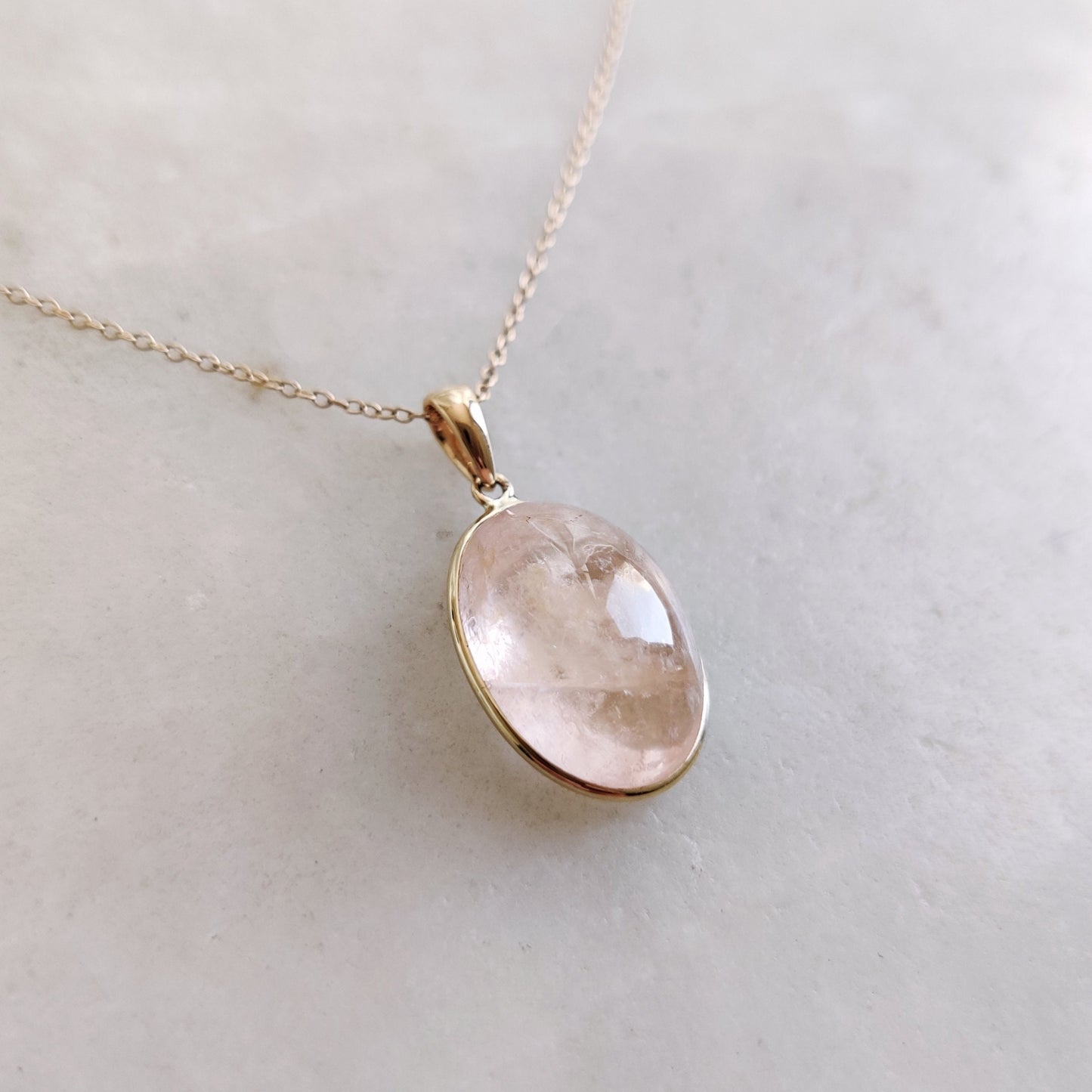 Natural Morganite Pendant, 14K Solid Yellow Gold Pendant, November Birthstone Pendant, Oval Morganite Pendant, Natural Morganite Jewelry