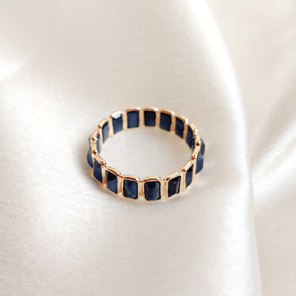 14K Gold Natural Blue Sapphire Ring, Solid Gold Blue Sapphire Ring, Infinity Sapphire Ring, Bezel Gemstone Ring, September Birthstone Ring