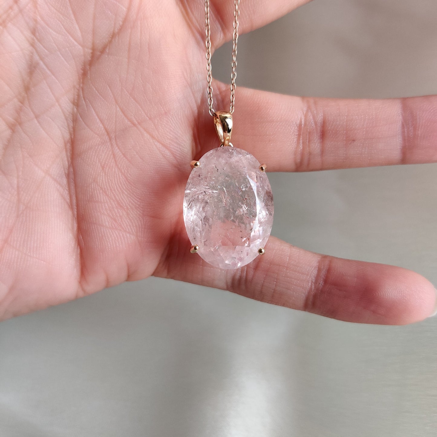 Natural Morganite Pendant, 14K Solid Yellow Gold Morganite Pendant, June Birthstone Pendant, Natural Morganite Jewelry