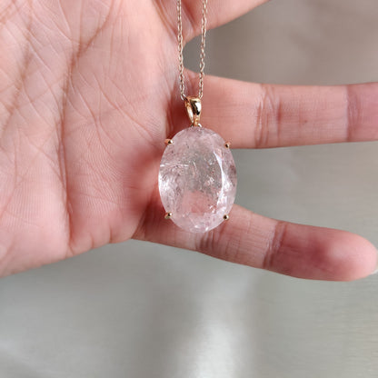 Natural Morganite Pendant, 14K Solid Yellow Gold Morganite Pendant, June Birthstone Pendant, Natural Morganite Jewelry