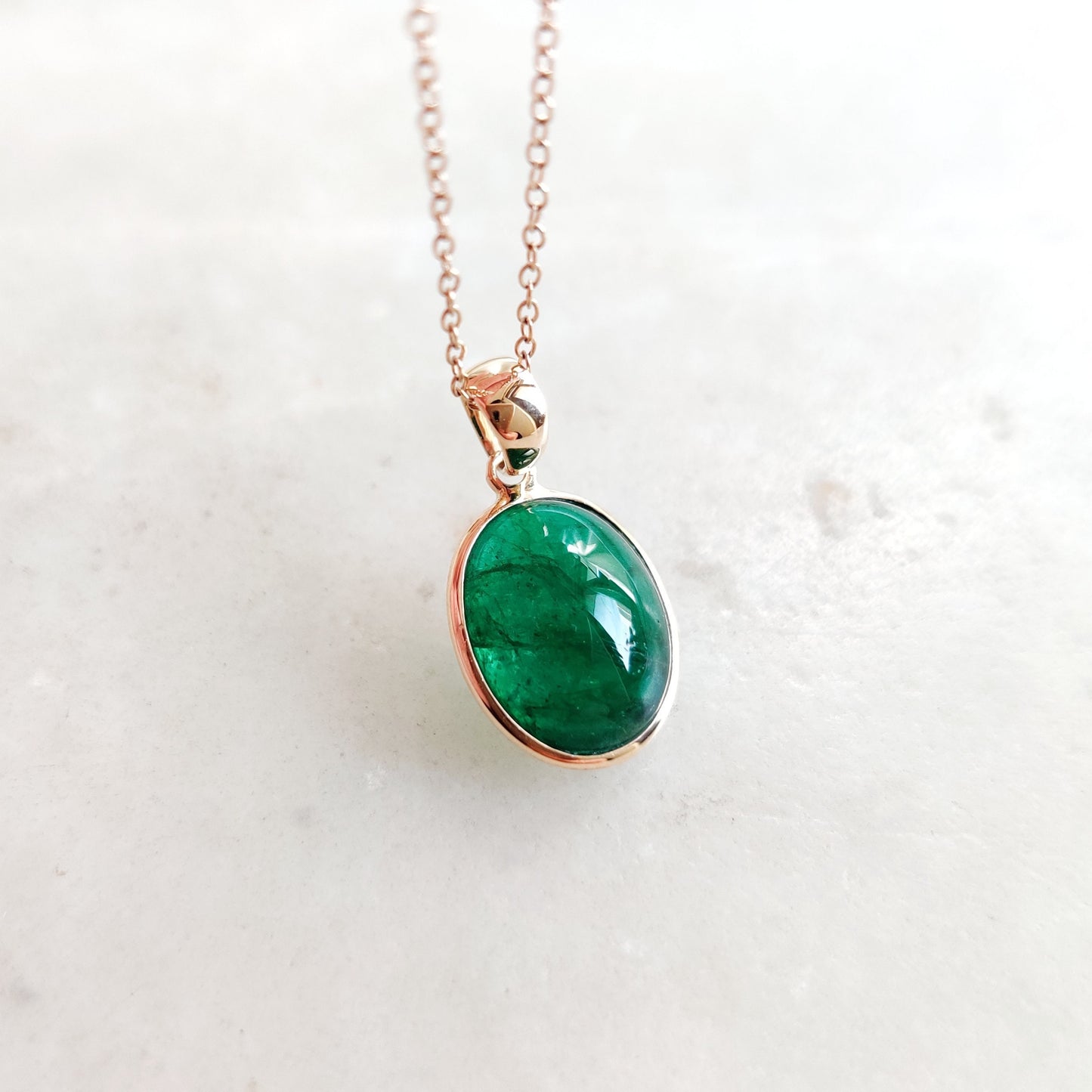 Natural Emerald Pendant, 14K Solid Yellow Gold Emerald Pendant, May Birthstone Pendant, Oval Emerald Bezel Pendant, Dainty Emerald Jewelry