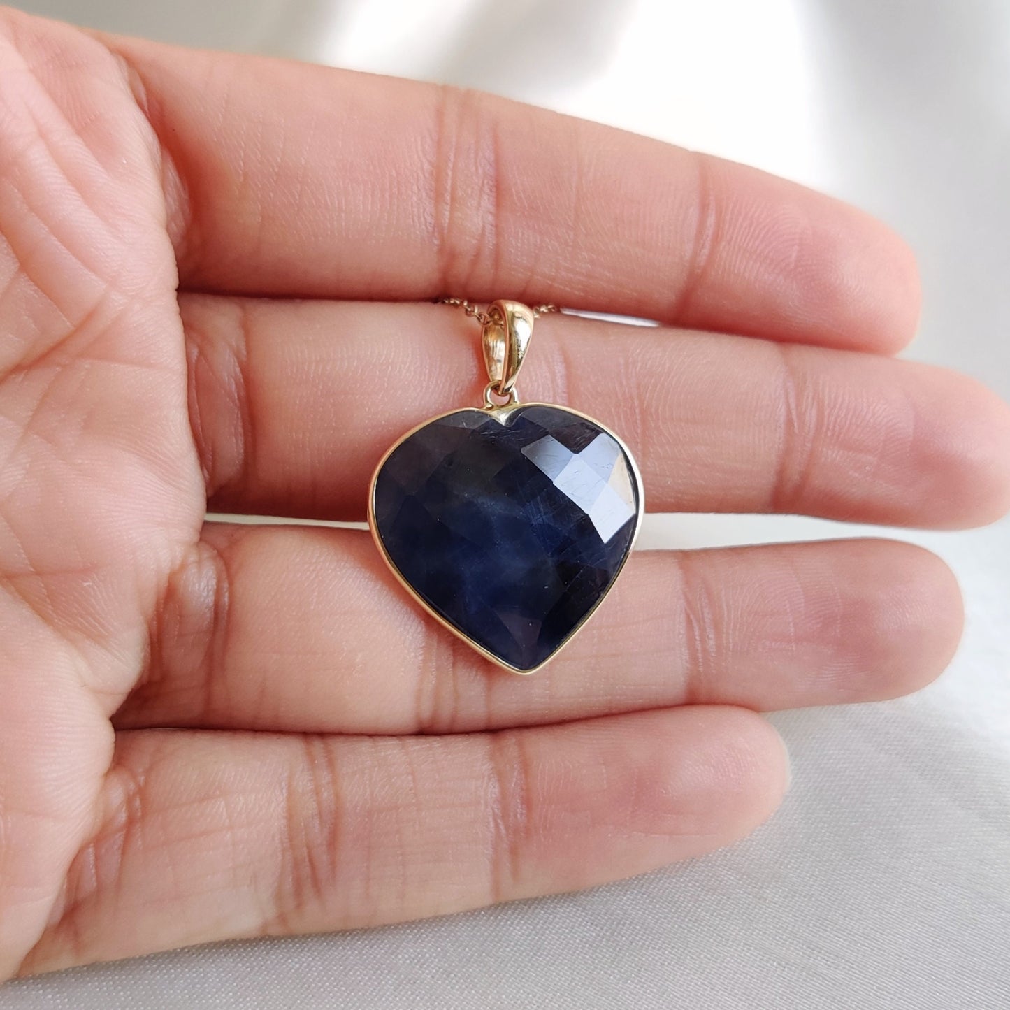 Natural Blue Sapphire Heart Pendant, 14K Solid Yellow Gold Sapphire Pendant, Sapphire Heart Shape Pendant, September Birthstone Pendant