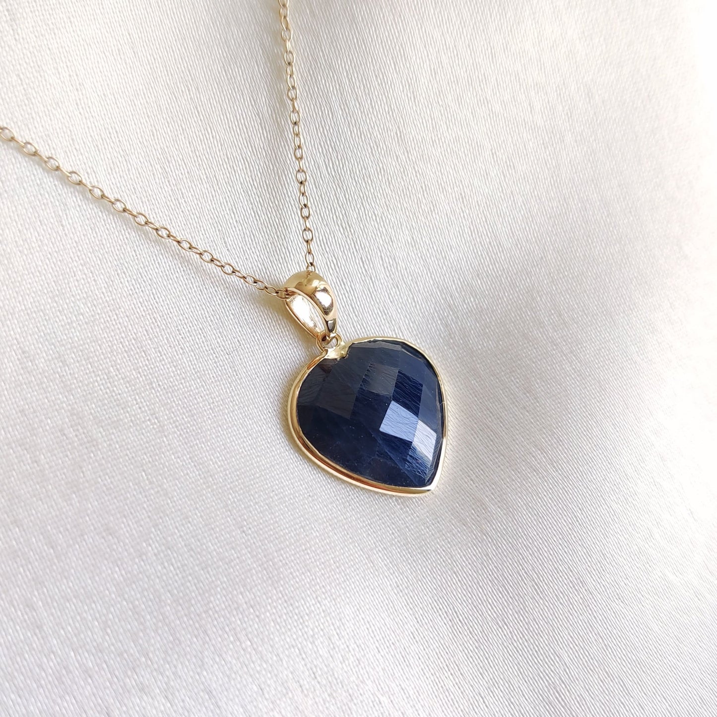 Natural Blue Sapphire Heart Pendant, 14K Solid Yellow Gold Sapphire Pendant, Gemstone Heart Pendant, September Birthstone Pendant