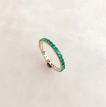 Natural Green Onyx Eternity Ring, 14K Solid Yellow Gold Infinity Band, May Birthstone Ring, Full Eternity Ring, Green Onyx Jewelry