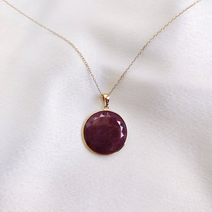 Natural Ruby Pendant, 14K Solid Yellow Gold Ruby Pendant, July Birthstone Pendant, Natural Ruby Jewelry, Christmas Present