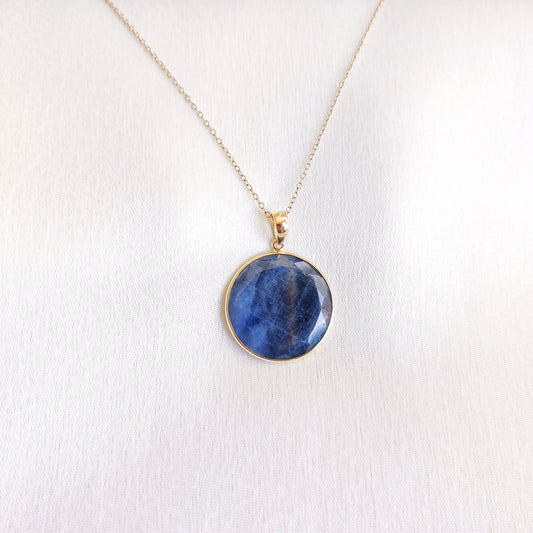 Natural Blue Sapphire Pendant, 14K Solid Yellow Gold Sapphire Pendant, Bezel Set Sapphire Pendant, September Birthstone Pendane