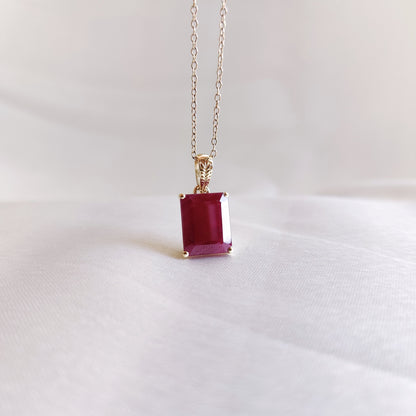 Natural Ruby Pendant, 14K Solid Yellow Gold Ruby Pendant, July Birthstone Pendant, Octagon Ruby Pendant, Dainty Ruby Pendant, Birthday Gift