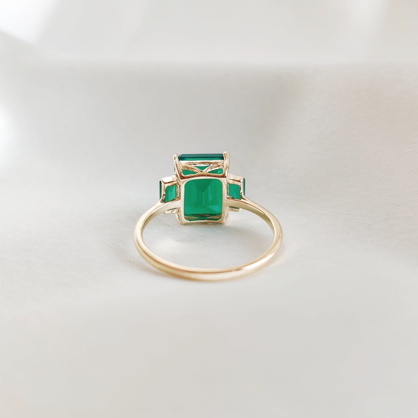 Natural Green Onyx Ring, 14K Solid Yellow Gold Green Onyx Ring, May Birthstone Ring, Green Onyx Jewelry, Dainty Onyx Ring, Christmas Ring