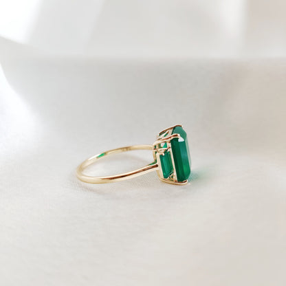 Natural Green Onyx Ring, 14K Solid Yellow Gold Green Onyx Ring, May Birthstone Ring, Green Onyx Jewelry, Dainty Onyx Ring, Christmas Ring