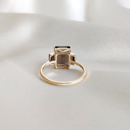 Natural Smoky Quartz Ring, 14K Solid Yellow Gold Smoky Quartz Ring, June Birthstone Ring, Smoky Quartz Jewelry, Birthday Present