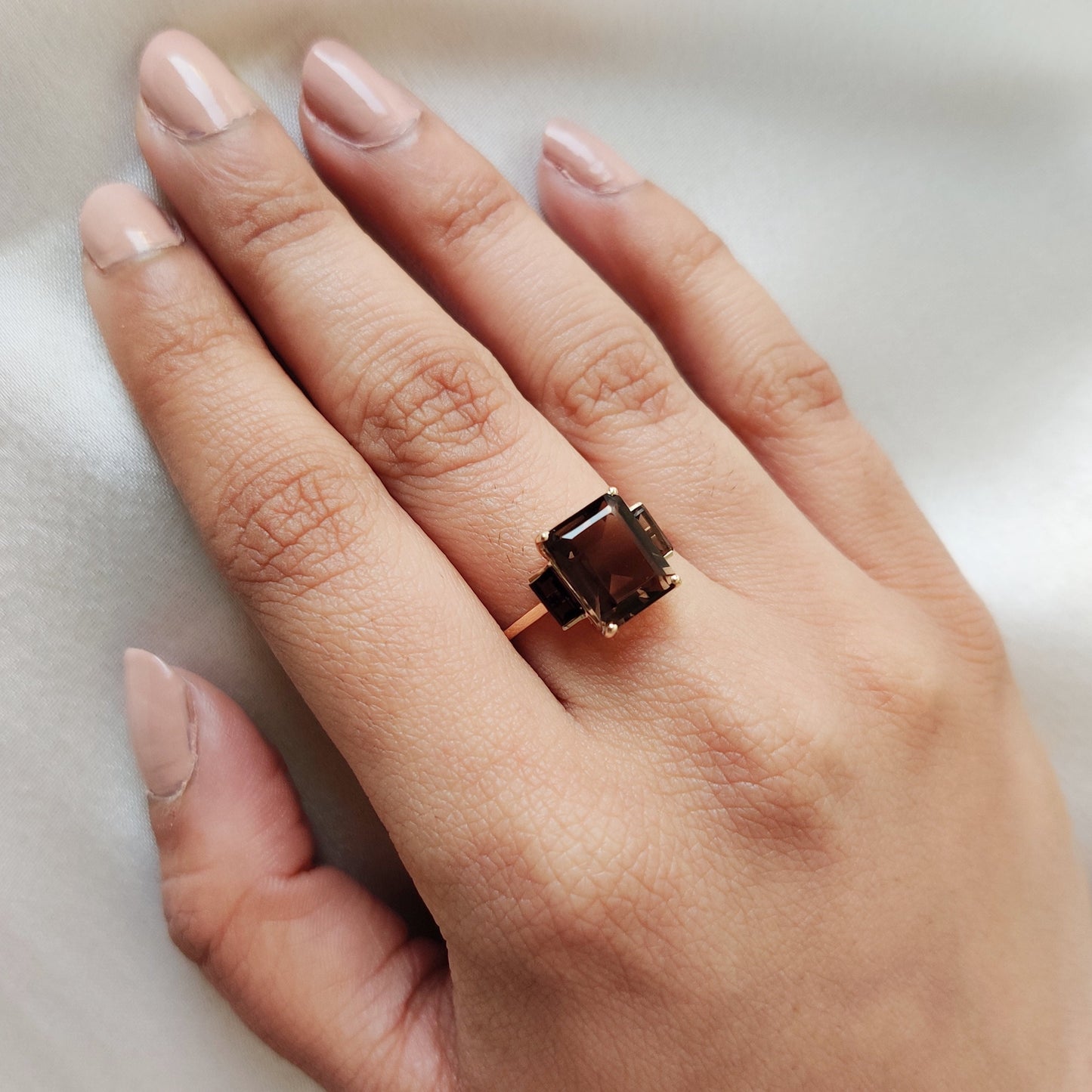 Natural Smoky Quartz Ring, 14K Solid Yellow Gold Smoky Quartz Ring, June Birthstone Ring, Smoky Quartz Jewelry, Birthday Present