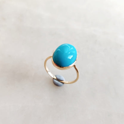 Natural Arizona Turquoise Ring, 14K Solid Yellow Gold Ring, Sleeping Beauty Turquoise Ring, December Birthstone Ring, Turquoise Jewelry