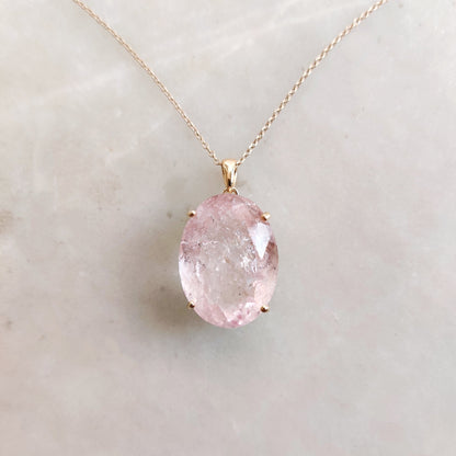 Natural Morganite Pendant, 14K Solid Yellow Gold Morganite Pendant, June Birthstone Pendant, Natural Morganite Jewelry