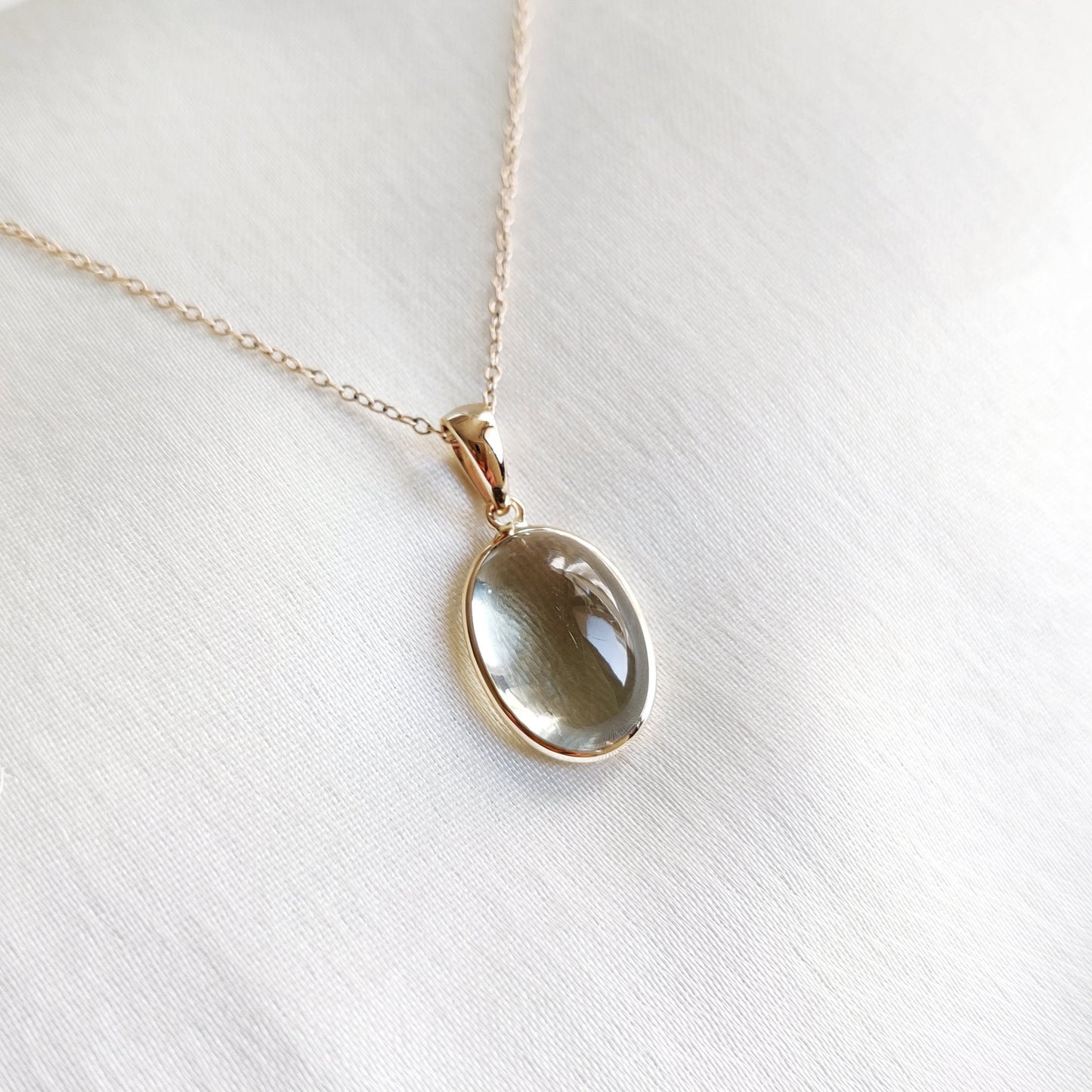 Natural Green Amethyst Pendant, 14K Solid Gold Amethyst Pendant, Solid Gold Pendant Necklace, February Birthstone Pendant, Amethyst Jewelry