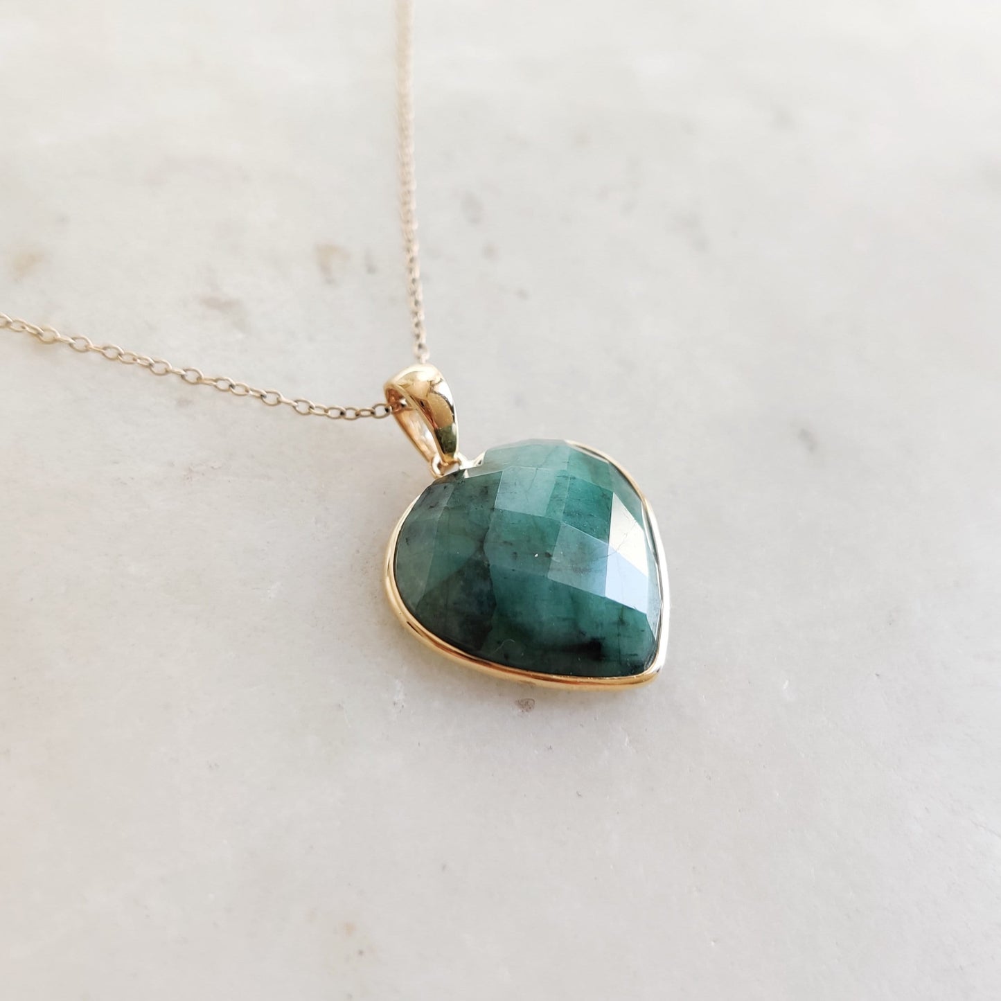 Natural Emerald Heart Pendant, 14K Solid Yellow Gold Emerald Pendant, May Birthstone Pendant, Bezel Pendant, Heart Pendant, Wedding Gift