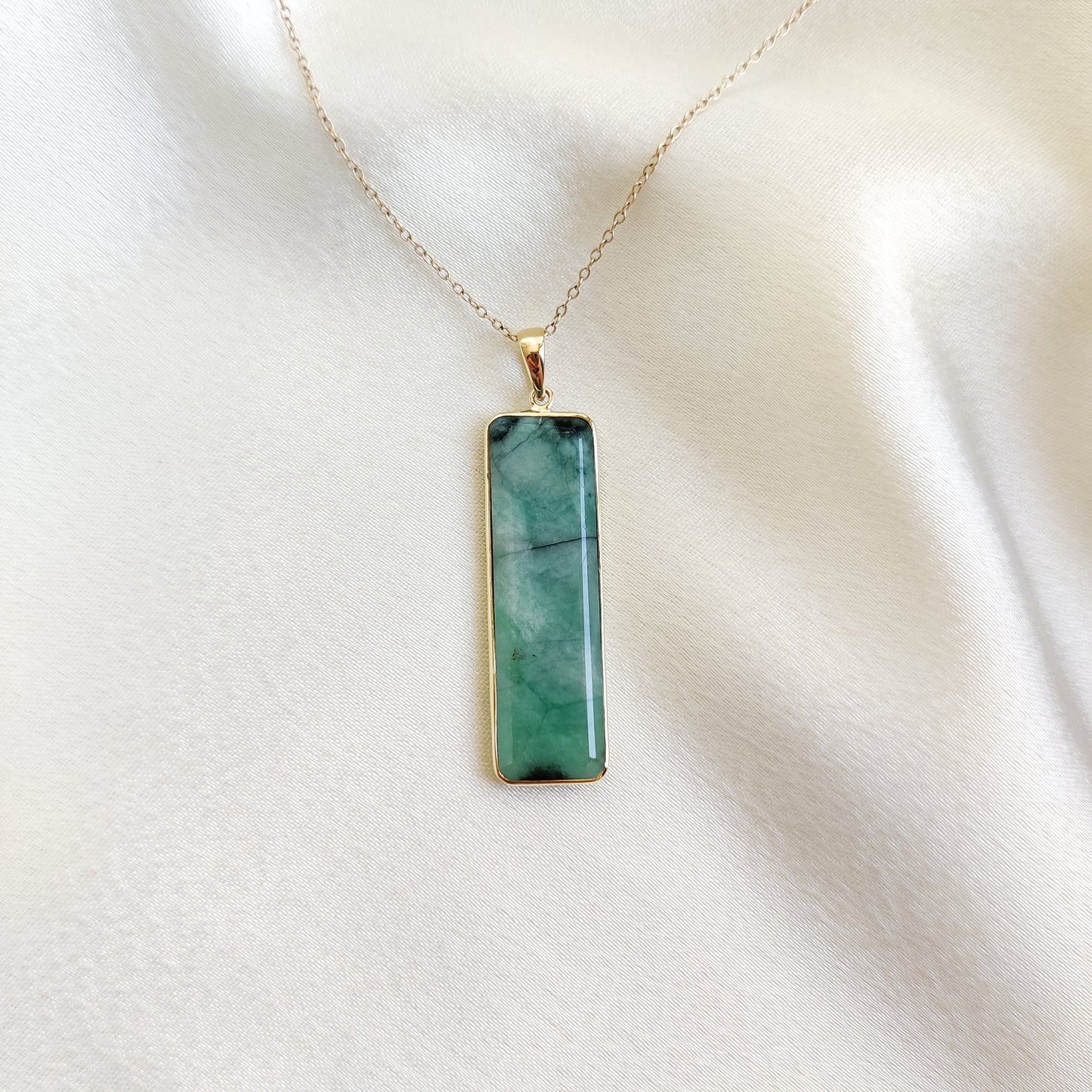 Natural Emerald Pendant, 14K Solid Yellow Gold Emerald Pendant, May Birthstone Pendant, Natural Emerald Jewelry, Birthday Gift