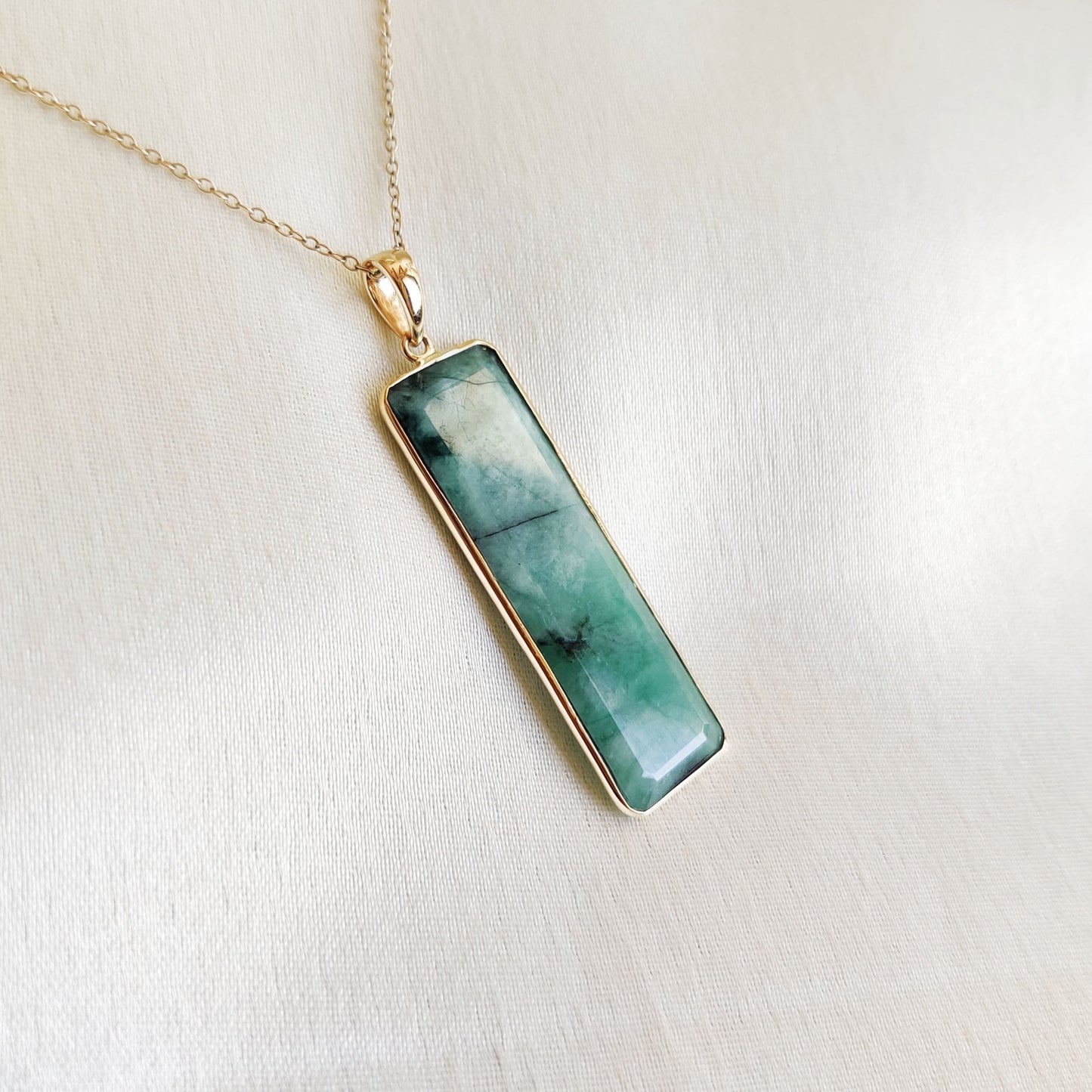 Natural Emerald Pendant, 14K Solid Yellow Gold Emerald Pendant, May Birthstone Pendant, Natural Emerald Jewelry, Birthday Gift