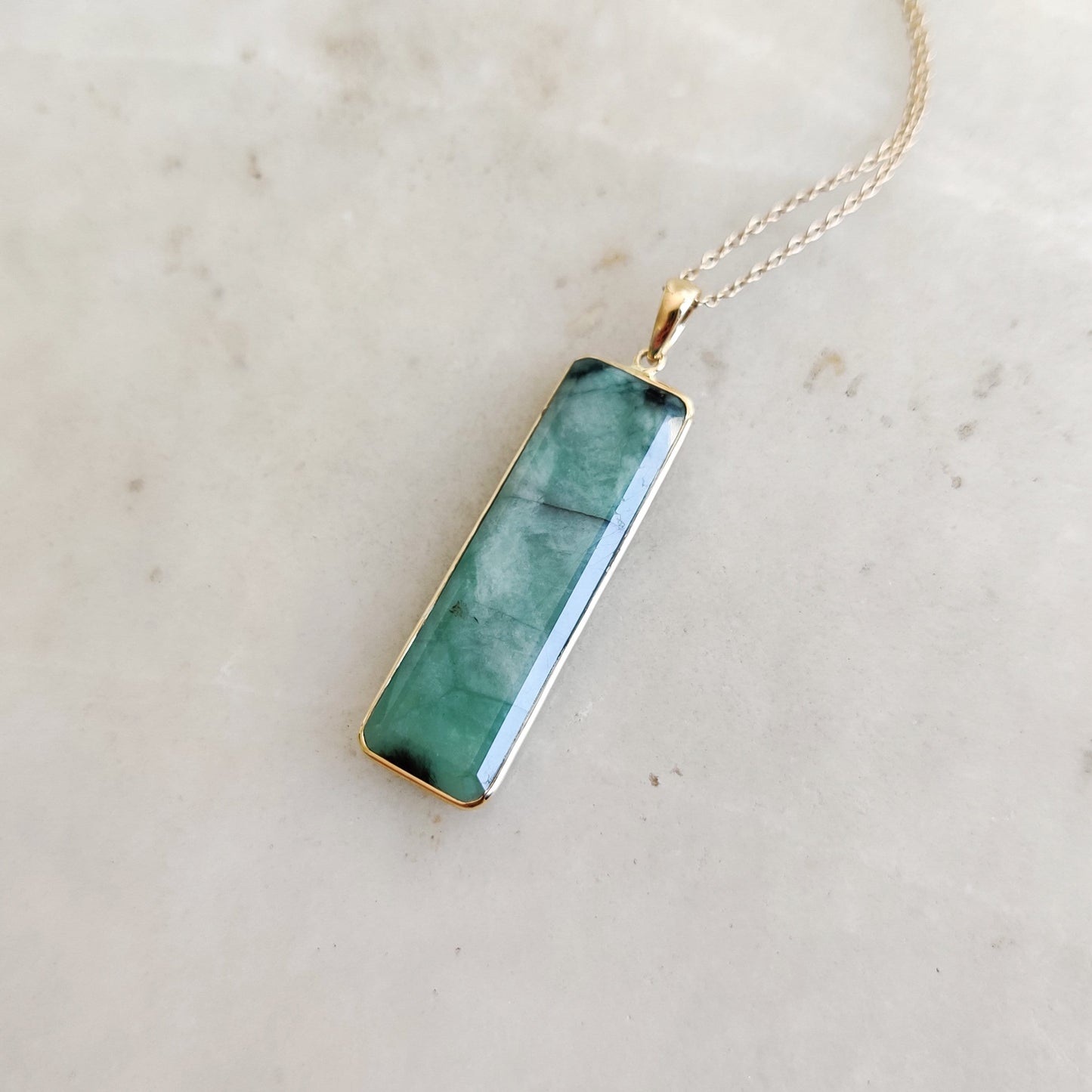 Natural Emerald Pendant, 14K Solid Yellow Gold Emerald Pendant, May Birthstone Pendant, Natural Emerald Jewelry, Birthday Gift