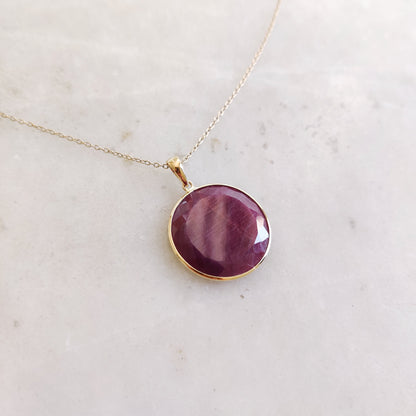 Natural Ruby Pendant, 14K Solid Yellow Gold Ruby Pendant, July Birthstone Pendant, Natural Ruby Jewelry, Christmas Present