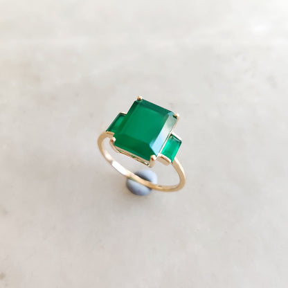 Natural Green Onyx Ring, 14K Solid Yellow Gold Green Onyx Ring, May Birthstone Ring, Green Onyx Jewelry, Dainty Onyx Ring, Christmas Ring