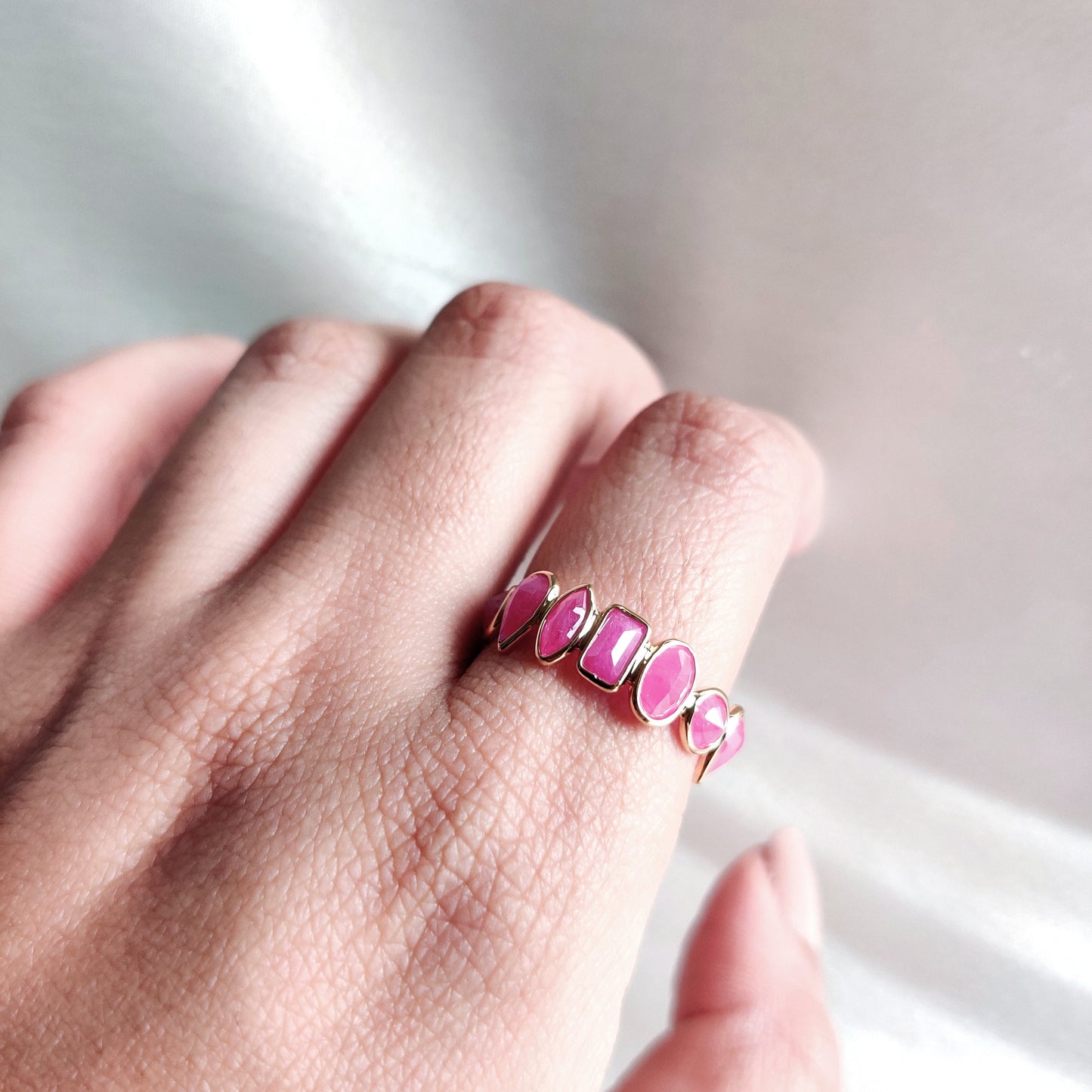 Natural Ruby Ring, 14K Solid Yellow Gold Ruby Ring, Dainty Bezel Infinity Ring, July Birthstone Ring, Natural Ruby Jewelry, Birthday Present