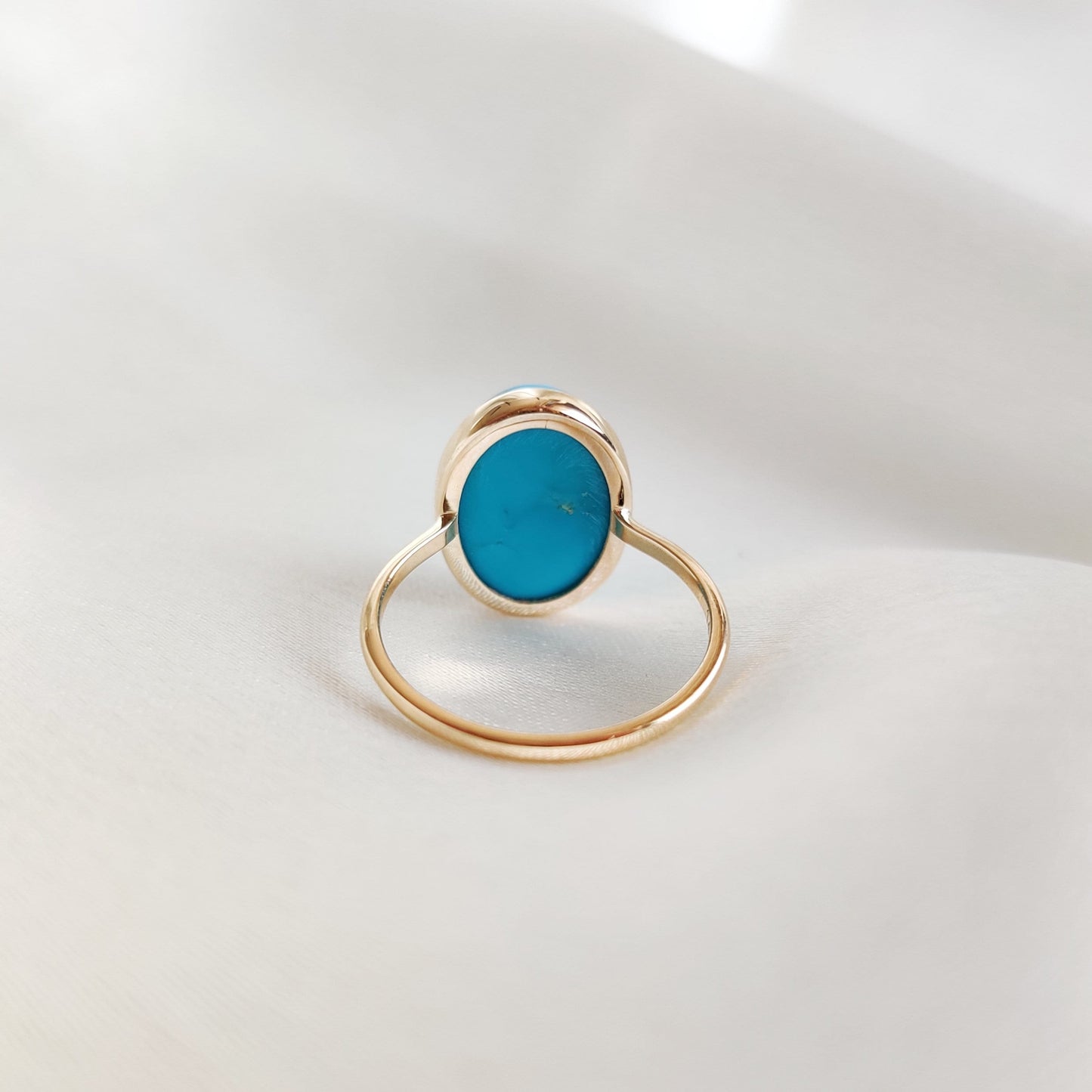 Natural Arizona Turquoise Ring, 14K Solid Yellow Gold Ring, Sleeping Beauty Turquoise Ring, December Birthstone Ring, Turquoise Jewelry