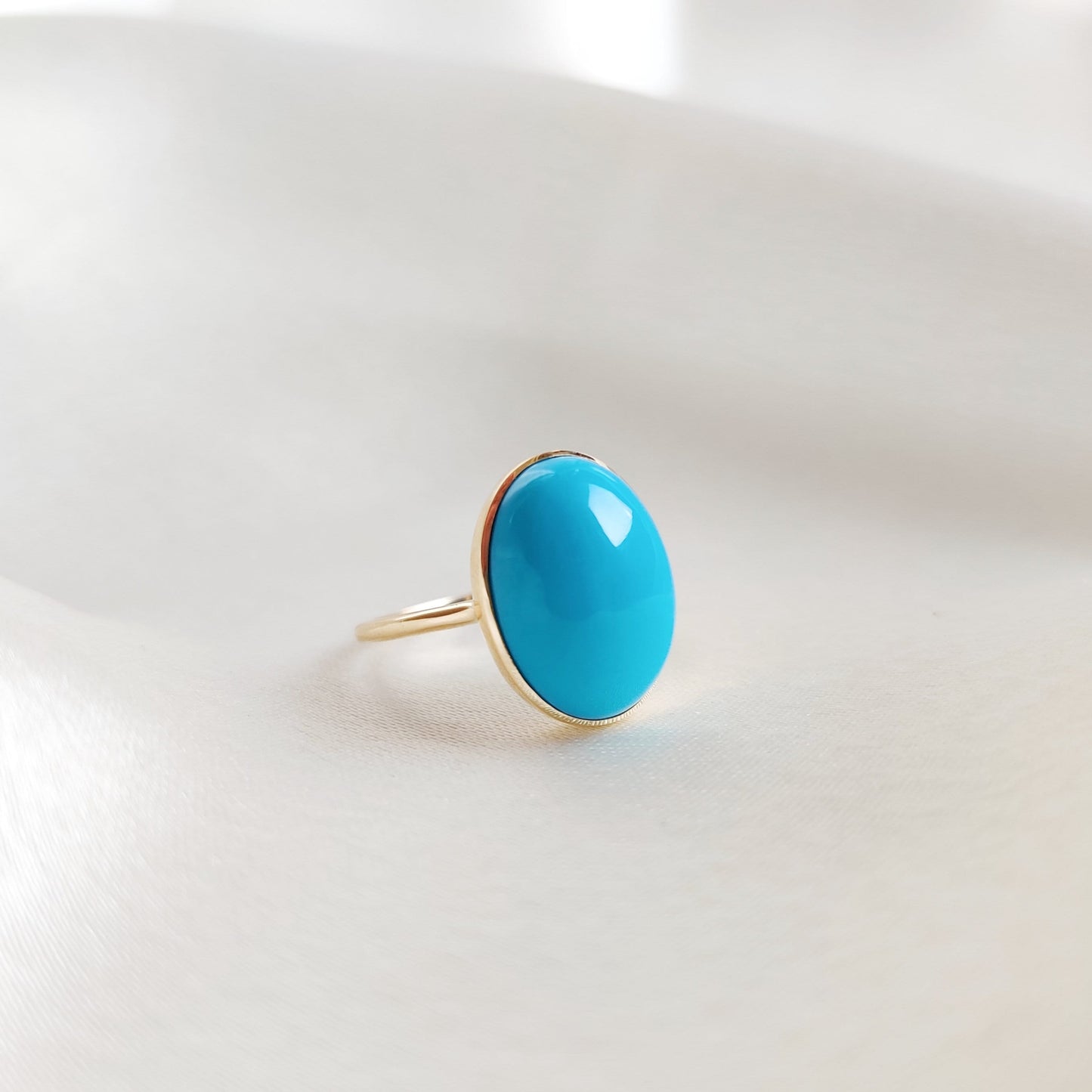 Natural Arizona Turquoise Ring, 14K Solid Yellow Gold Ring, Sleeping Beauty Turquoise Ring, December Birthstone Ring, Turquoise Jewelry