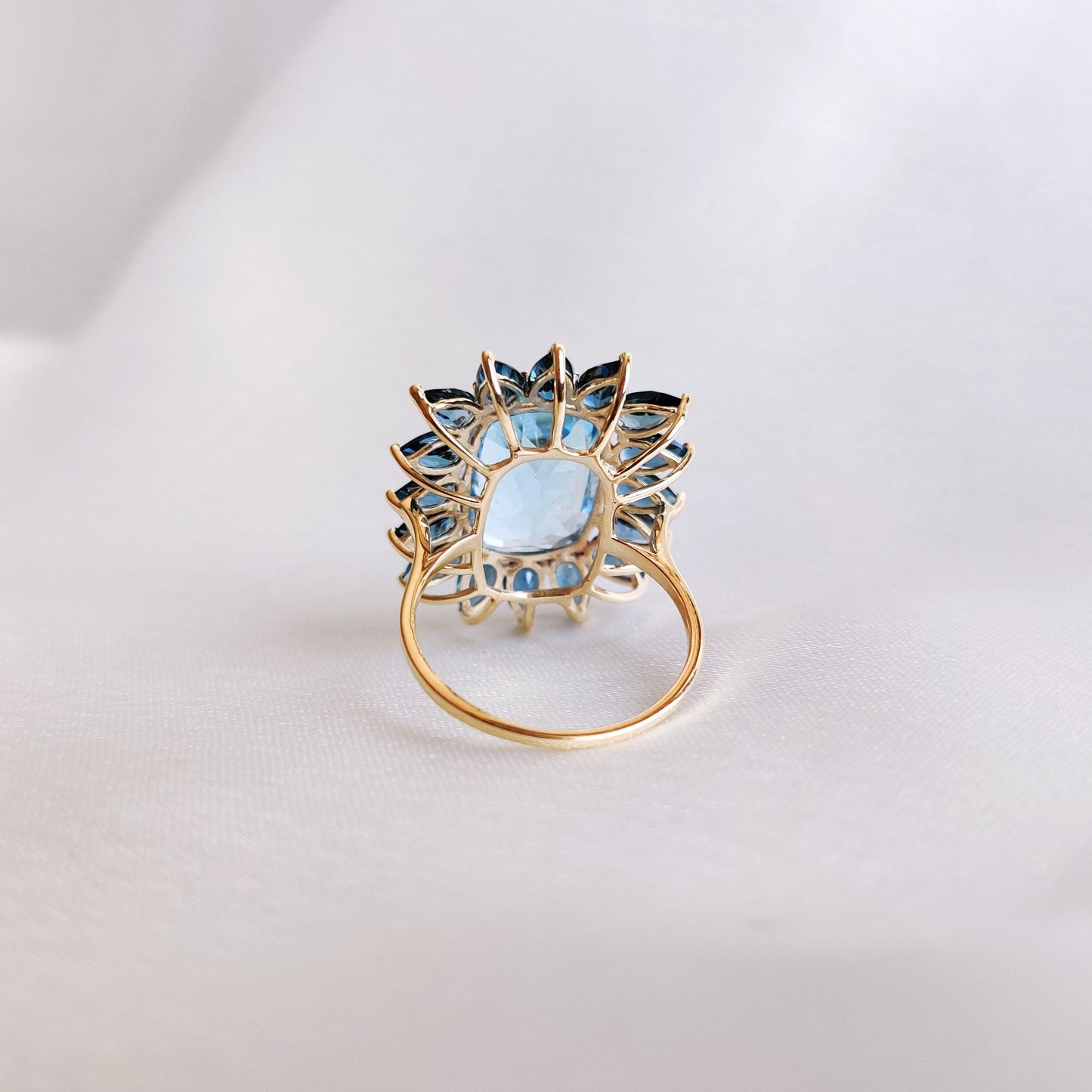 Natural Sky Blue Topaz & London Blue Topaz Ring, 14K Solid Yellow Gold Ring, December Birthstone Ring, Multi Stone Ring,Blue Topaz Jewelry