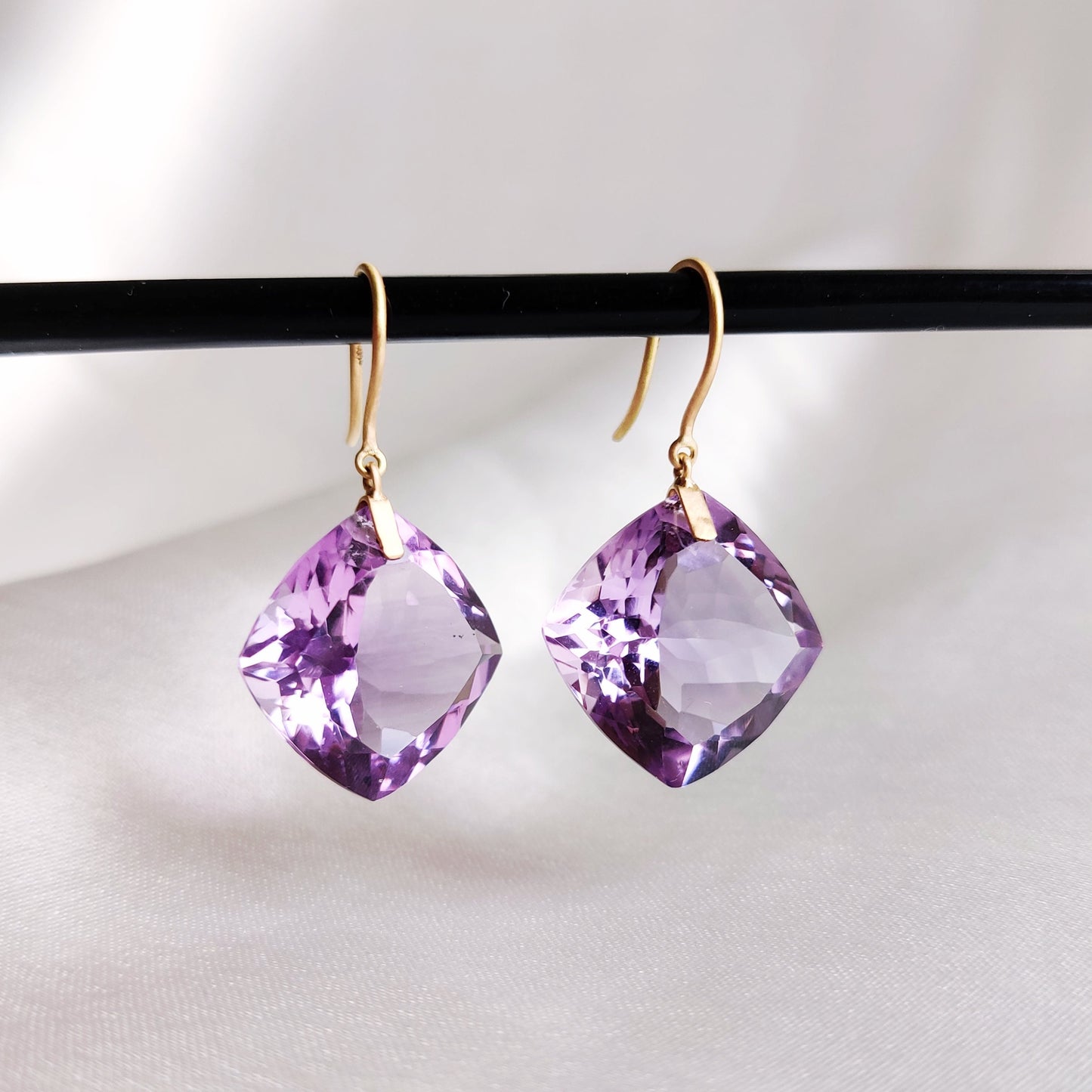 Natural Purple Amethyst Earrings, 14K Solid Gold Amethyst Earrings, February Birthstone Earrings, Statement Amethyst Earrings, Birthday Gift