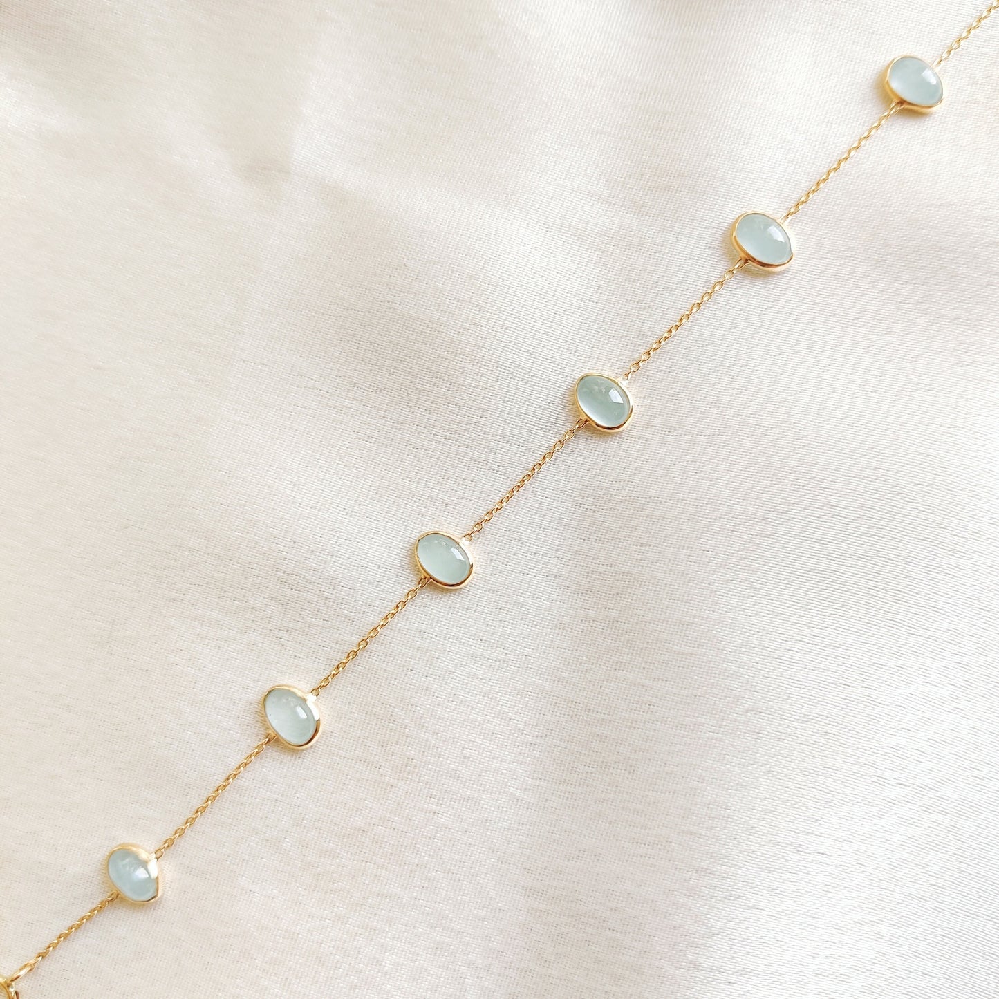 Natural Aquamarine Bracelet, 14K Solid Gold Bracelet, Oval Aquamarine Bezel Set Bracelet, March Birthstone Bracelet, Aquamarine Jewelry