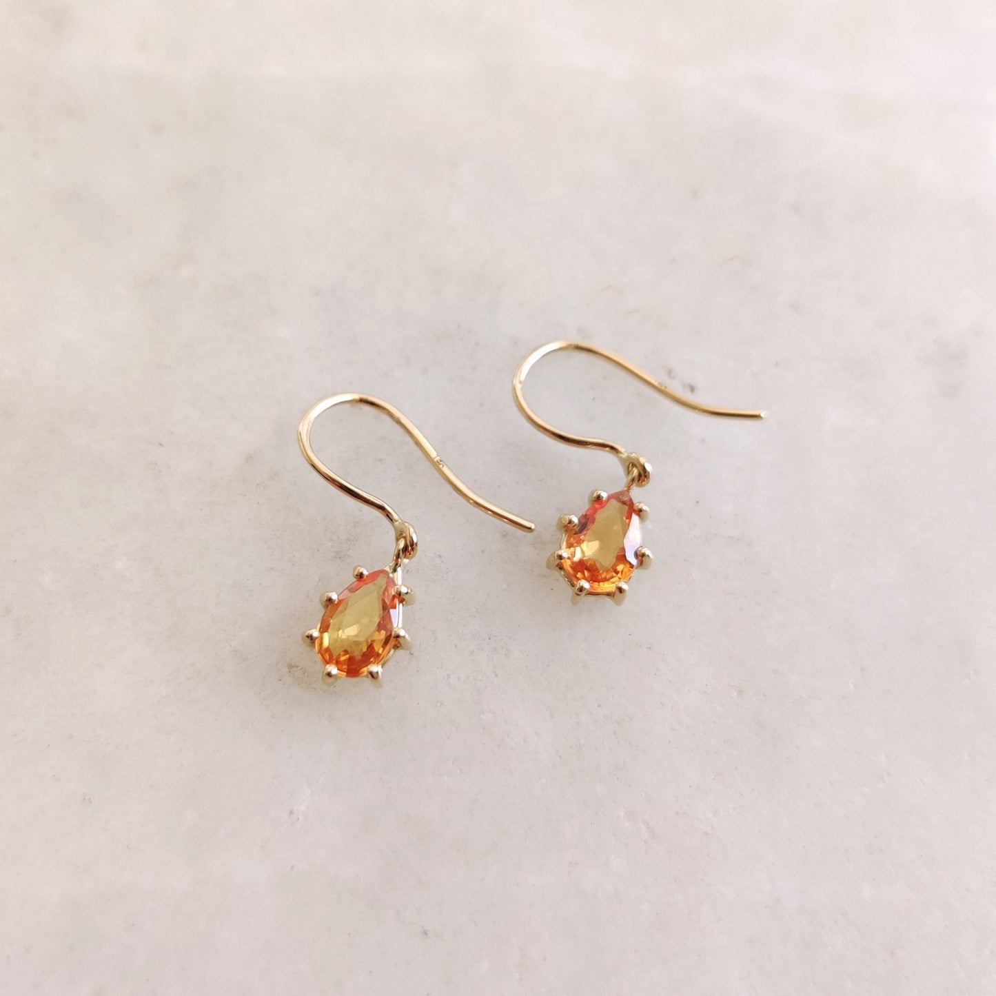 14K Gold Natural Yellow Sapphire Earrings, Solid Gold Sapphire Earrings, Dainty Sapphire Earrings, September Birthstone, Birthday Present